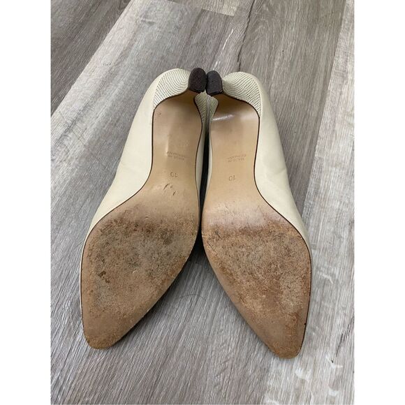 Peter Kaiser Cream Heels Pointed Toe Leather Pumps, Size 10, MSRP $200 - Picture 6 of 9
